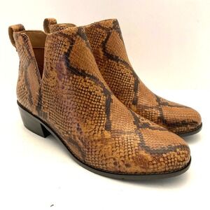 Vionic Clara Boa Brown Leather Snake Print Ankle Booties Women's 9 EU 41 NWOT